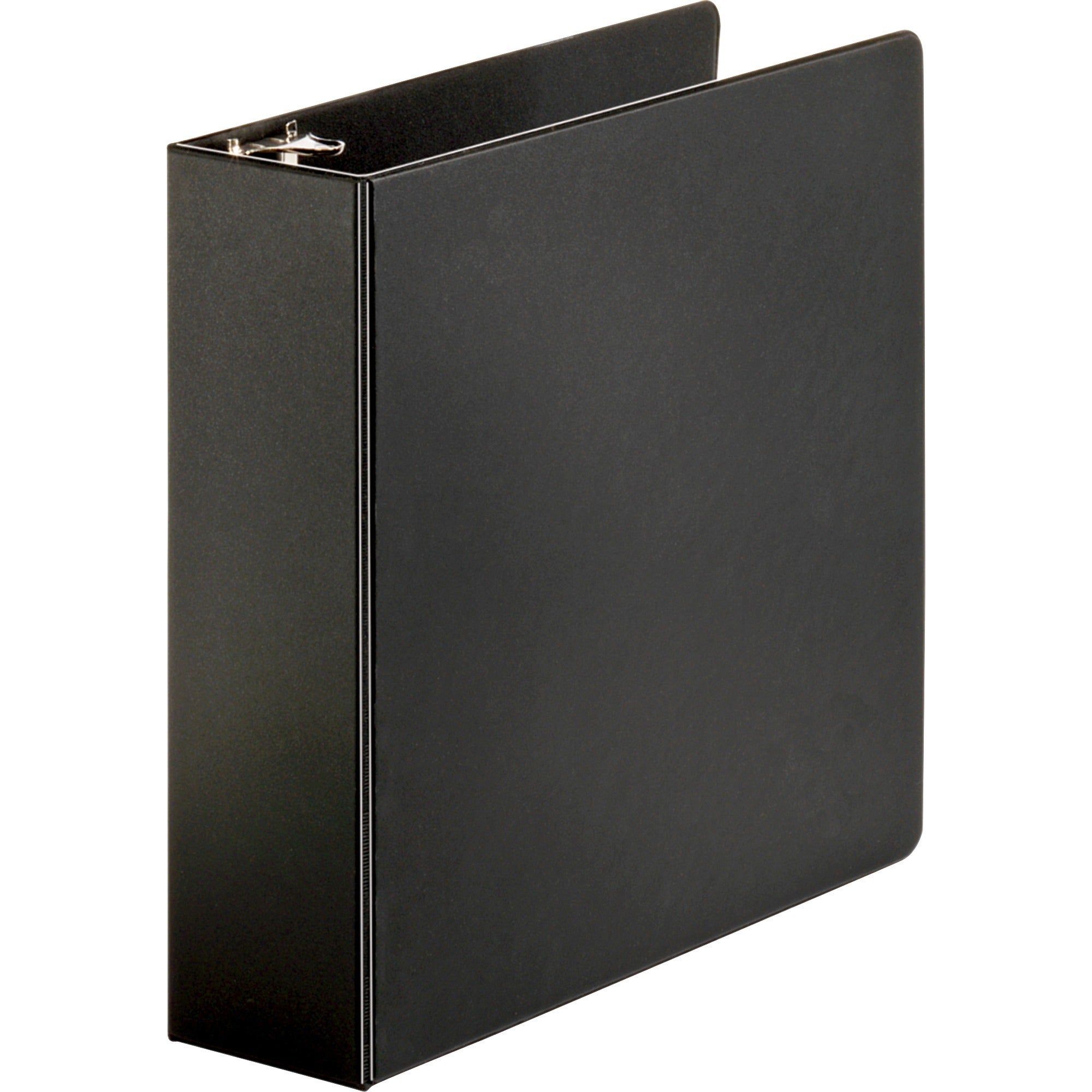 Business Source Basic Round-ring Binder - 3" Binder Capacity - Letter - 8 1/2" x 11" Sheet Size - 3 x Round Ring Fastener(s) - Inside Front & Back Pocket(s) - Vinyl - Black - 1.20 lb - Exposed Rivet, Non Locking Mechanism, Sheet Lifter, Open and Clos