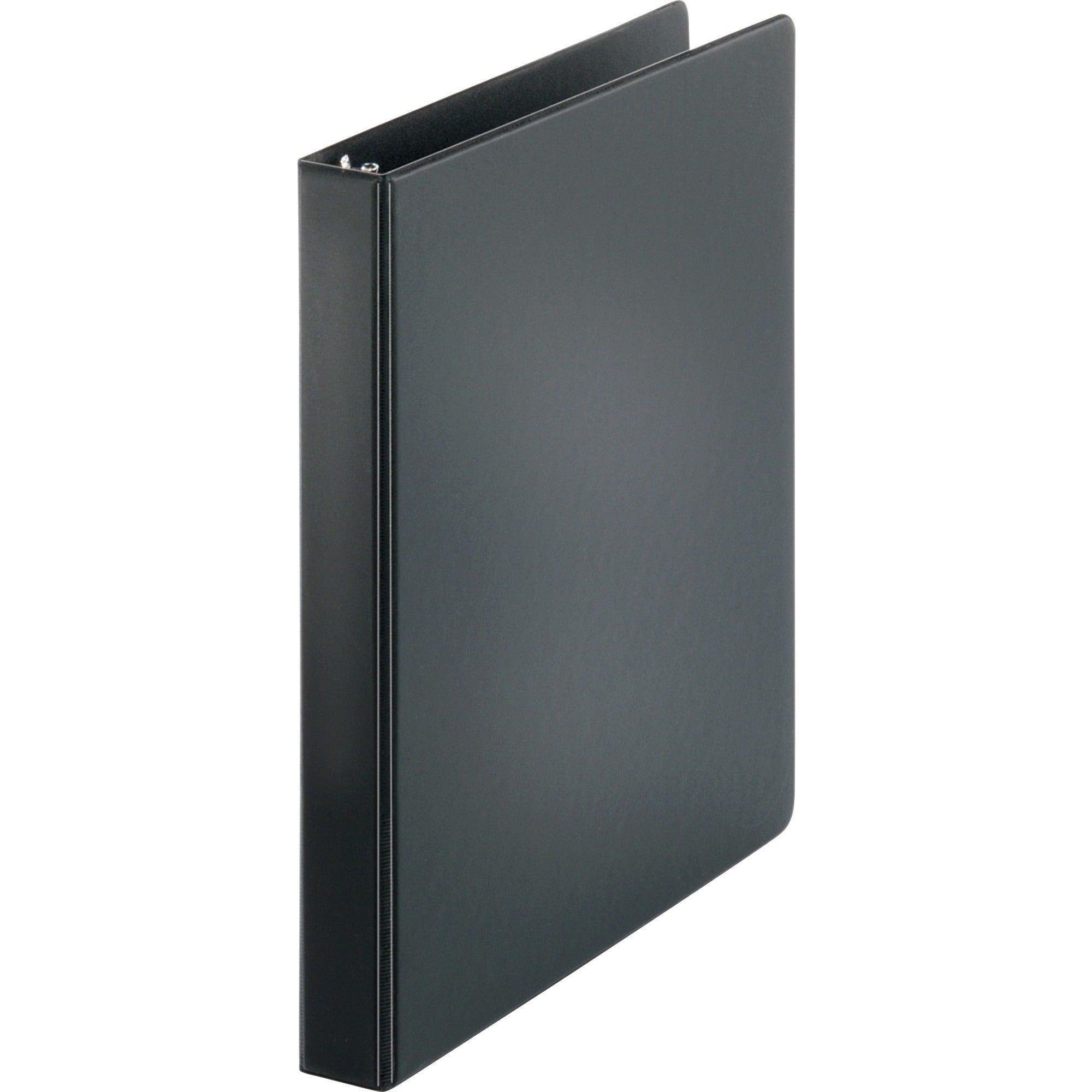 Business Source Basic Round-ring Binder - 1" Binder Capacity - Letter - 8 1/2" x 11" Sheet Size - 3 x Round Ring Fastener(s) - Inside Front & Back Pocket(s) - Chipboard, Polypropylene - Black - 9.60 oz - Exposed Rivet, Non Locking Mechanism, Open and - 5