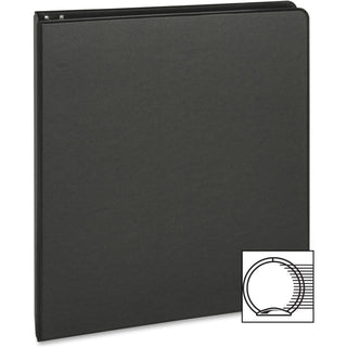 Business Source Basic Round-ring Binder - 1" Binder Capacity - Letter - 8 1/2" x 11" Sheet Size - 3 x Round Ring Fastener(s) - Inside Front & Back Pocket(s) - Chipboard, Polypropylene - Black - 9.60 oz - Exposed Rivet, Non Locking Mechanism, Open and