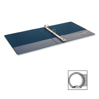 Business Source Basic Round-ring Binder - 1" Binder Capacity - Letter - 8 1/2" x 11" Sheet Size - 225 Sheet Capacity - 3 x Round Ring Fastener(s) - Inside Front & Back Pocket(s) - Chipboard, Polypropylene - Dark Blue - 12.80 oz - Exposed Rivet, Non L