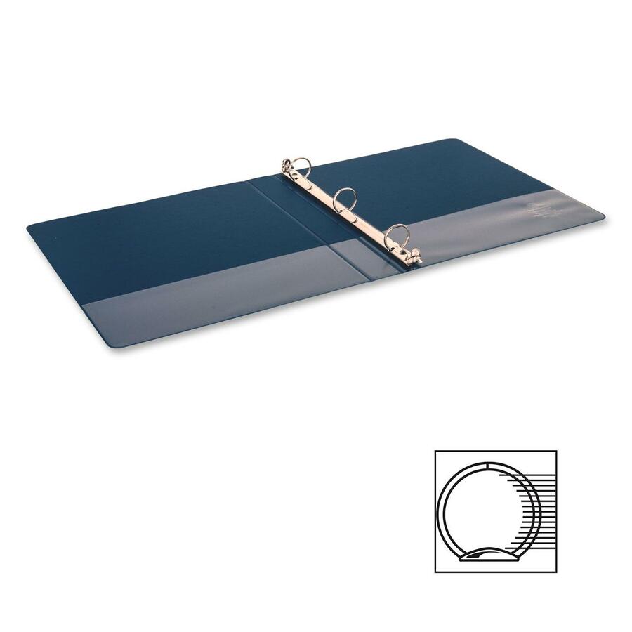 Business Source Basic Round-ring Binder - 1" Binder Capacity - Letter - 8 1/2" x 11" Sheet Size - 225 Sheet Capacity - 3 x Round Ring Fastener(s) - Inside Front & Back Pocket(s) - Chipboard, Polypropylene - Dark Blue - 12.80 oz - Exposed Rivet, Non L
