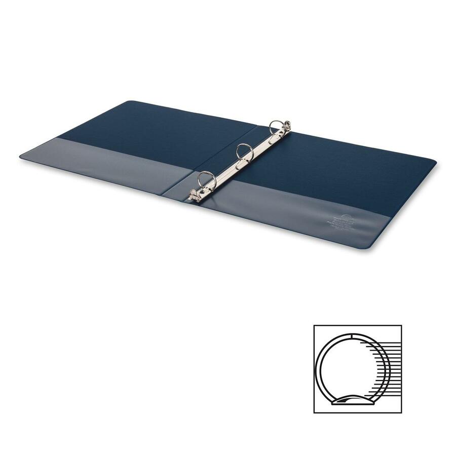 Business Source Basic Round-ring Binder - 1" Binder Capacity - Letter - 8 1/2" x 11" Sheet Size - 225 Sheet Capacity - 3 x Round Ring Fastener(s) - Inside Front & Back Pocket(s) - Chipboard, Polypropylene - Dark Blue - 12.80 oz - Exposed Rivet, Non L