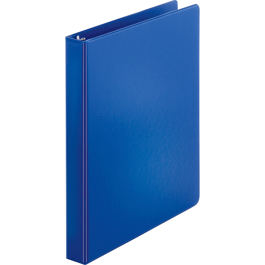 Business Source Basic Round-ring Binder - 1" Binder Capacity - Letter - 8 1/2" x 11" Sheet Size - 225 Sheet Capacity - 3 x Round Ring Fastener(s) - Inside Front & Back Pocket(s) - Chipboard, Polypropylene - Dark Blue - 12.80 oz - Exposed Rivet, Non L - 