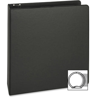 Business Source Basic Round-ring Binder - 2" Binder Capacity - Letter - 8 1/2" x 11" Sheet Size - 3 x Round Ring Fastener(s) - Inside Front & Back Pocket(s) - Vinyl - Black - 1 lb - Recycled - Exposed Rivet, Non Locking Mechanism, Open and Closed Tri
