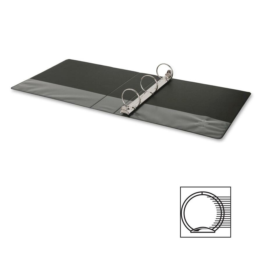 Business Source Basic Round-ring Binder - 2" Binder Capacity - Letter - 8 1/2" x 11" Sheet Size - 3 x Round Ring Fastener(s) - Inside Front & Back Pocket(s) - Vinyl - Black - 1 lb - Recycled - Exposed Rivet, Non Locking Mechanism, Open and Closed Tri