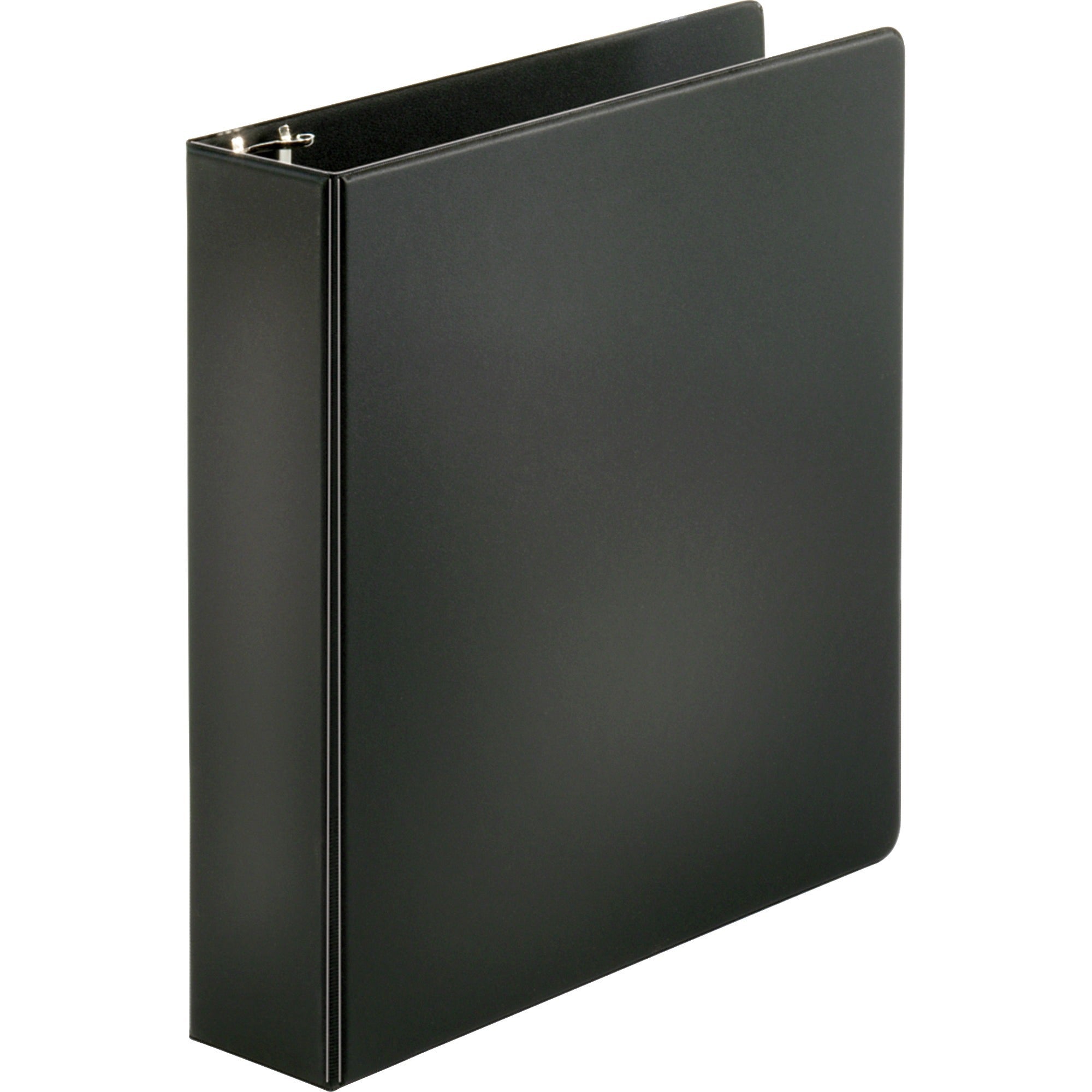 Business Source Basic Round-ring Binder - 2" Binder Capacity - Letter - 8 1/2" x 11" Sheet Size - 3 x Round Ring Fastener(s) - Inside Front & Back Pocket(s) - Vinyl - Black - 1 lb - Recycled - Exposed Rivet, Non Locking Mechanism, Open and Closed Tri - 