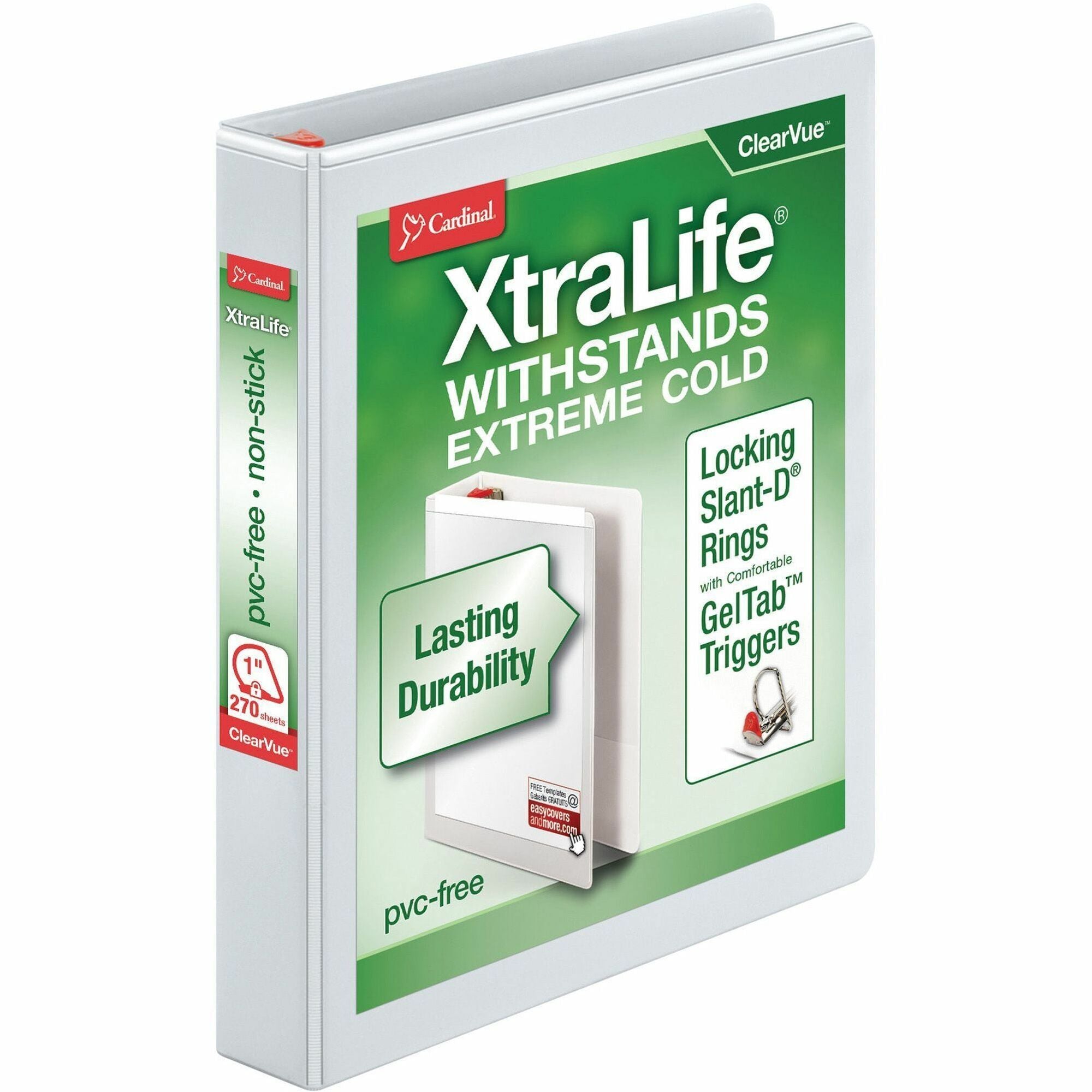 Cardinal XtraLife ClearVue Non-Stick Locking Slant-D Ring Binder, Sold as 1 Each - 1