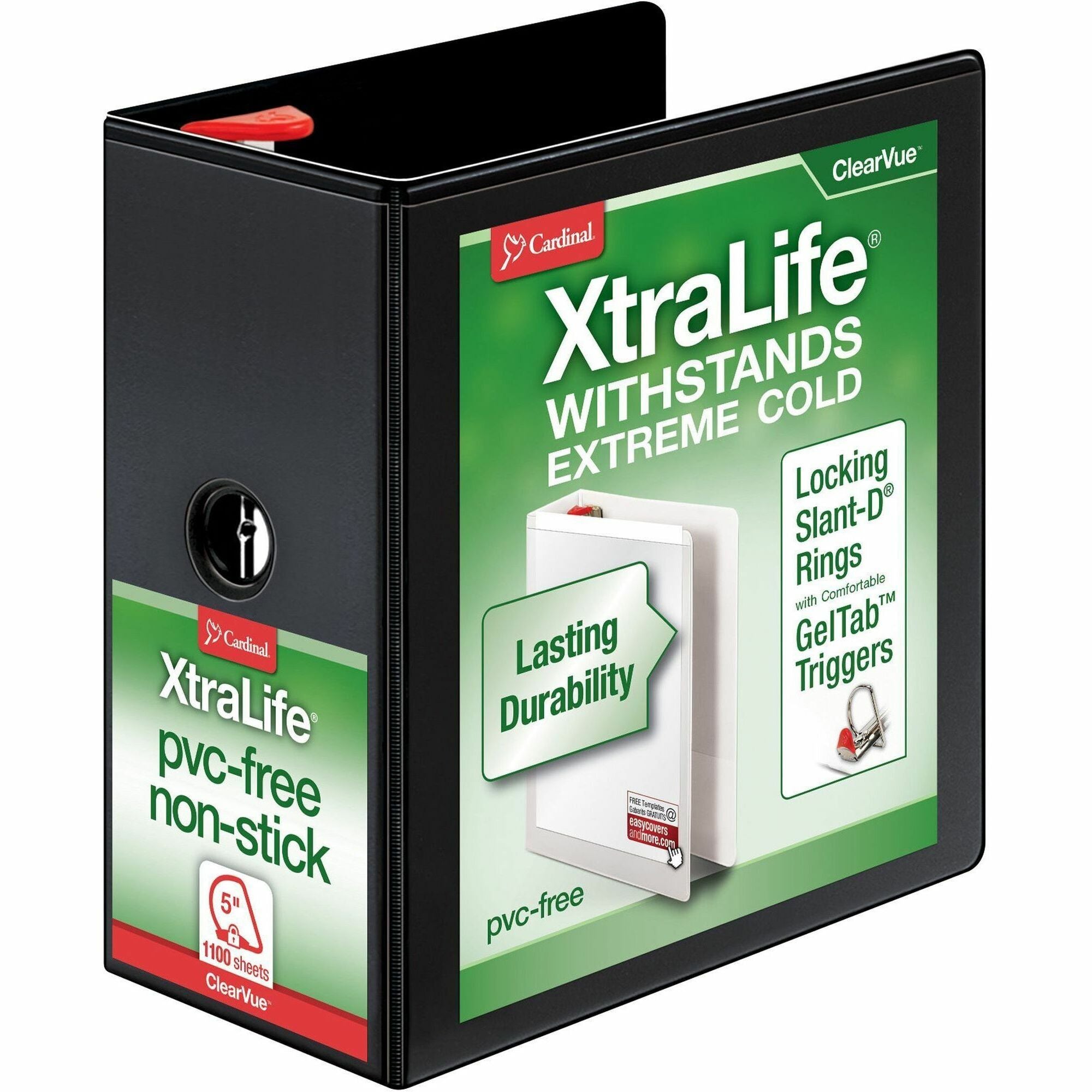 Cardinal XtraLife ClearVue Non-Stick Locking Slant-D Ring Binder, Sold as 1 Each - 1