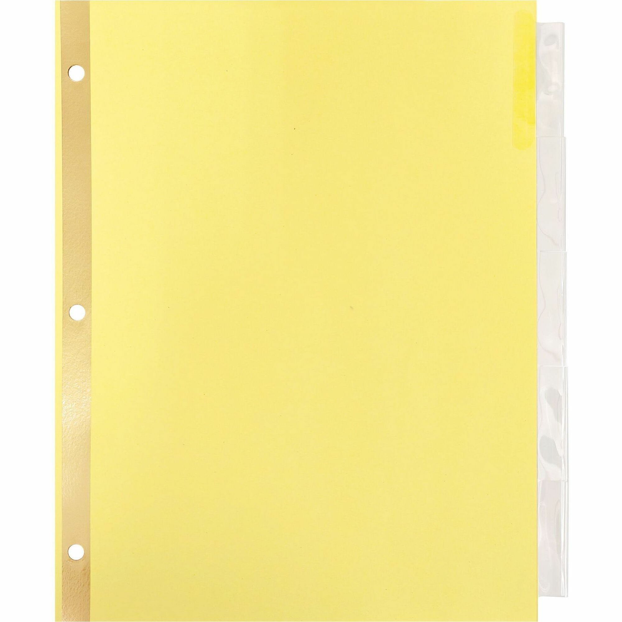 Business Source Insertable 5-Tab Ring Binder Indexes - 5 x Divider(s) - 5 Tab(s)/Set2" Tab Width - 8.5" Divider Width x 11" Divider Length - Letter - 3 Hole Punched - Buff Divider - Clear Tab(s) - Mylar Reinforcement, Insertable, Reinforced Edges, Te