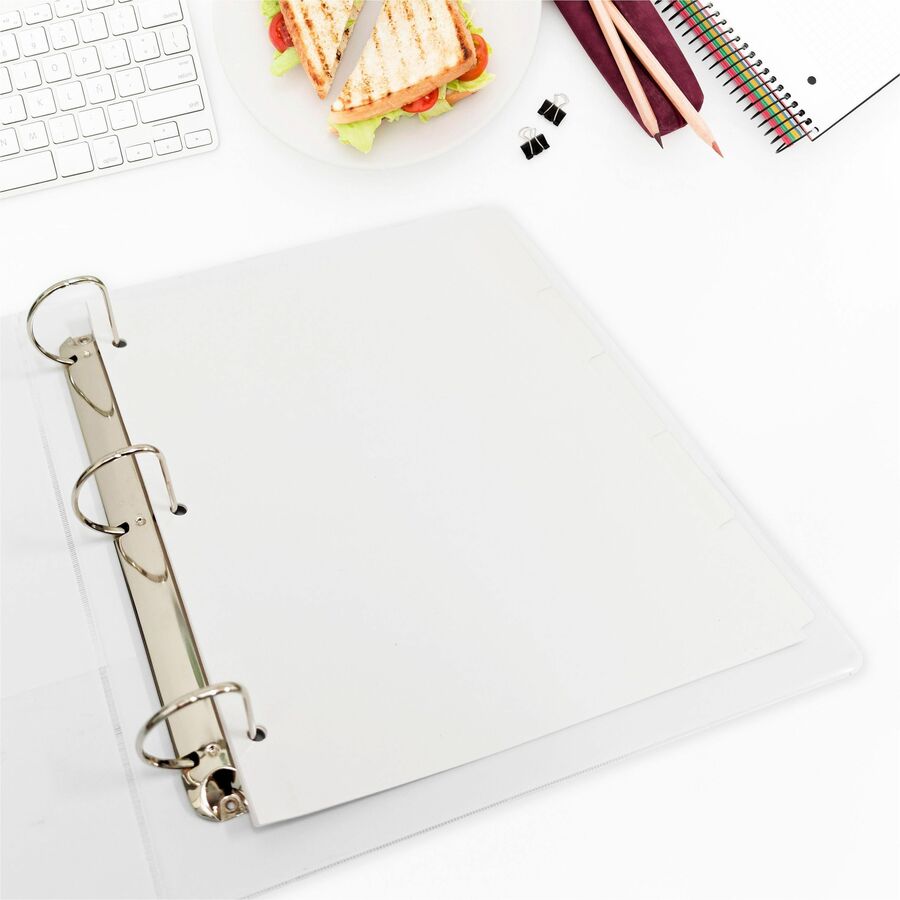 Business Source 3-Ring 5-Tab Erasable Tab Indexes - 5 Write-on Tab(s)2" Tab Width - 8.5" Divider Width x 11" Divider Length - Letter - 3 Hole Punched - White Divider - Mylar Tab(s) - Recycled - Erasable, Reinforced Edges, Punched, Laminated Tab - 5 /