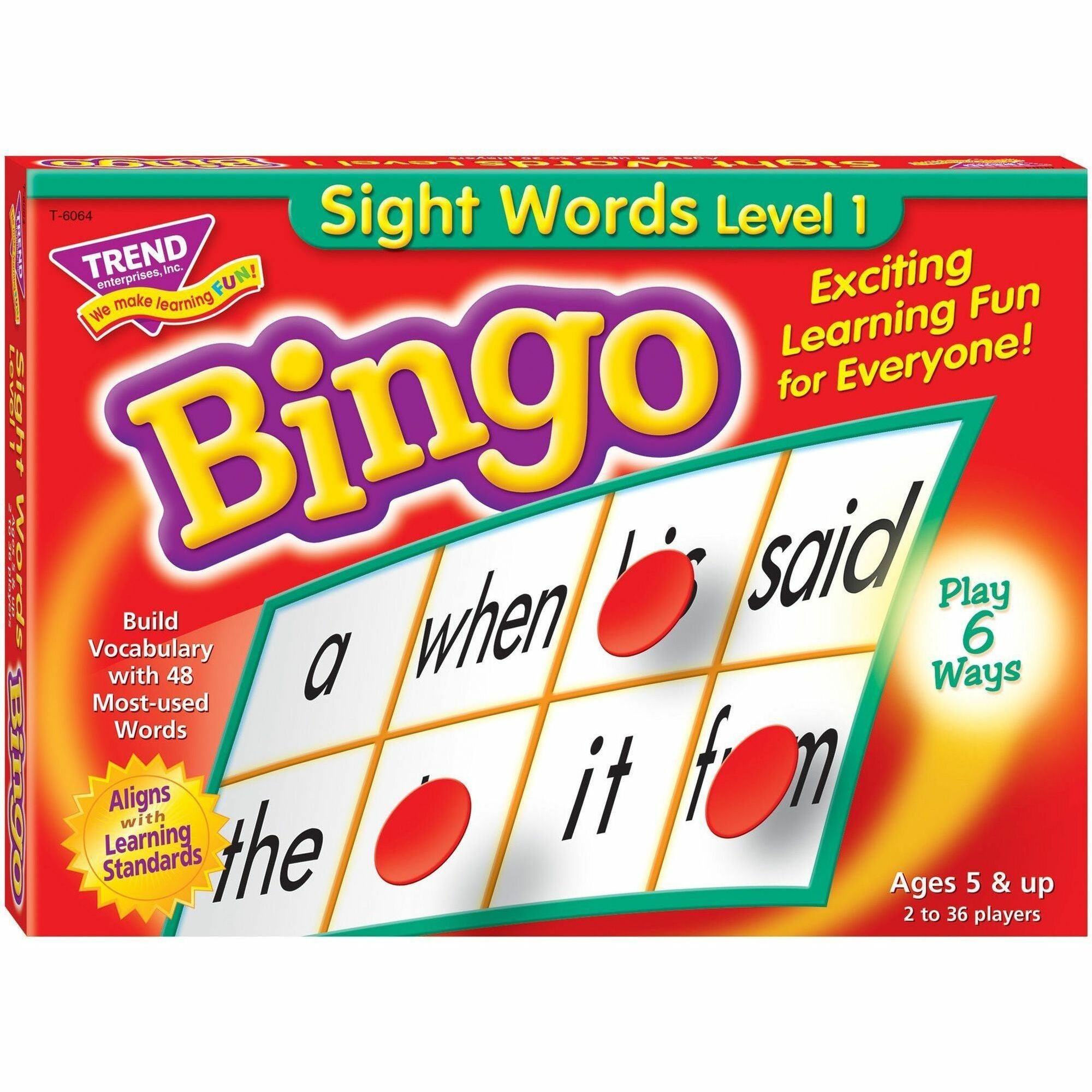 Trend Sight Words Bingo Game - Theme/Subject: Learning - Skill Learning: Reading, Vocabulary - 5-8 Year - Multi - 