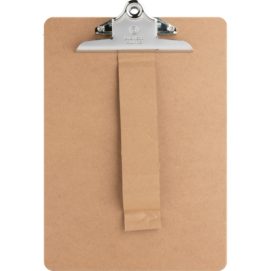 Business Source Hardboard Clipboard - Standard - 9" x 12 1/2" - Hardboard - Brown - 1 Each - 