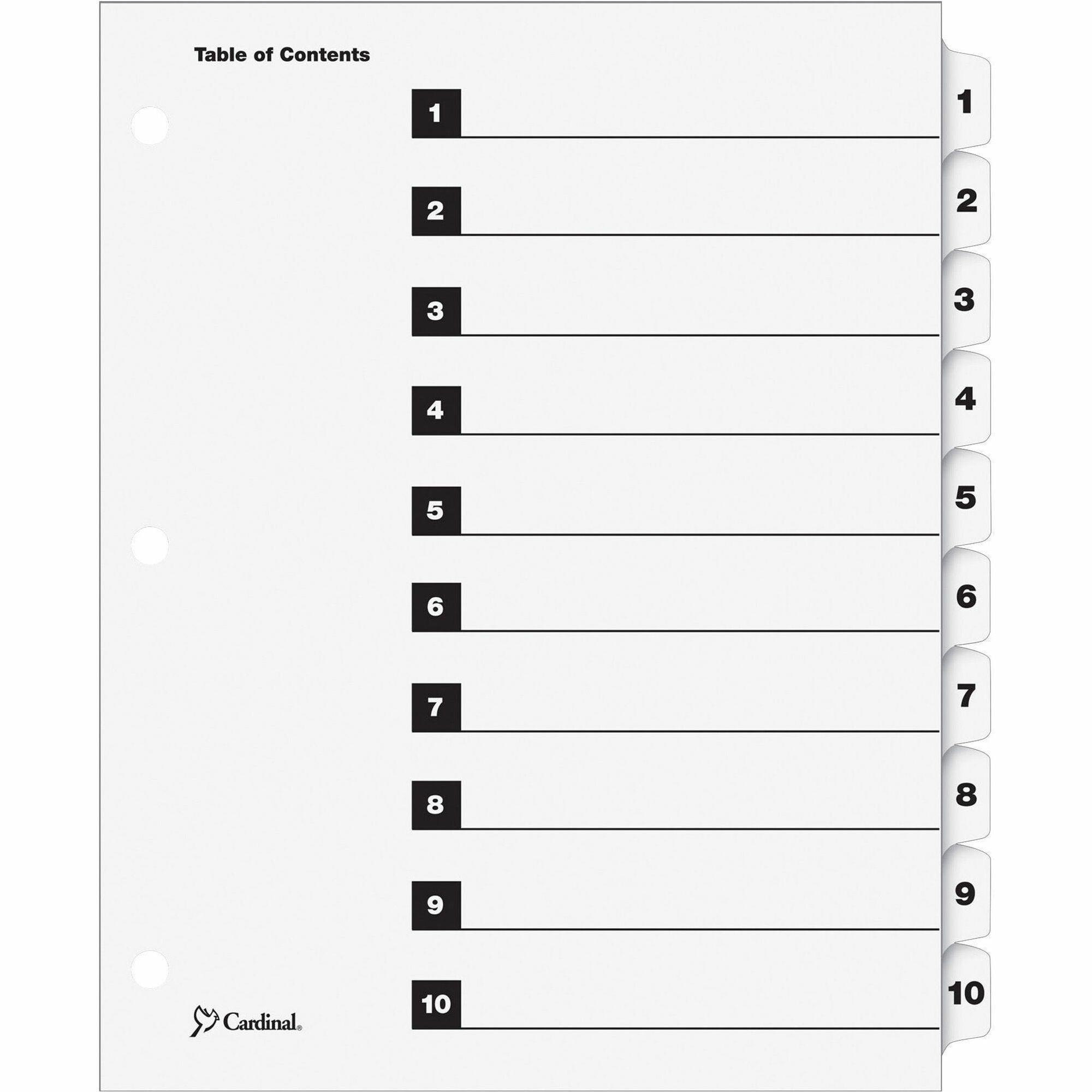 Cardinal OneStep Printable Table of Contents Dividers, Sold as 1 Set - 1