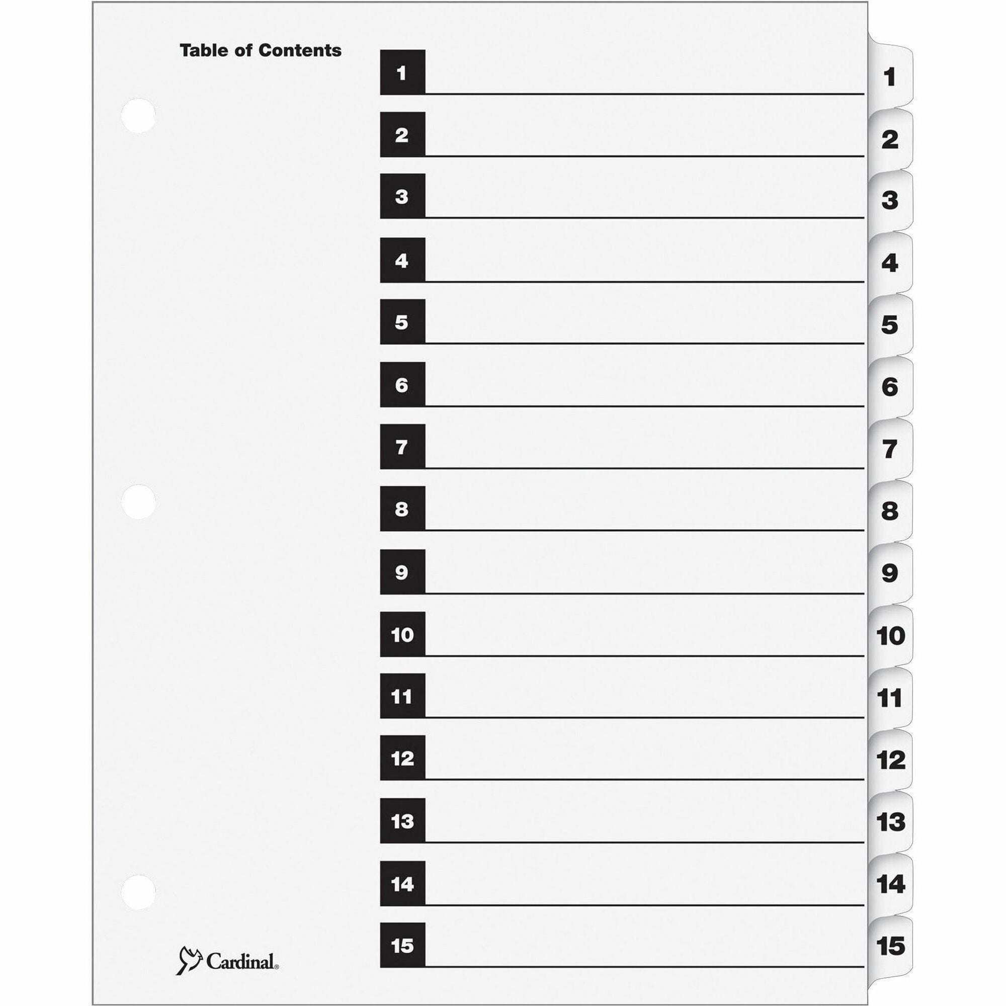 Cardinal OneStep Printable Table of Contents Dividers, Sold as 1 Set - 1