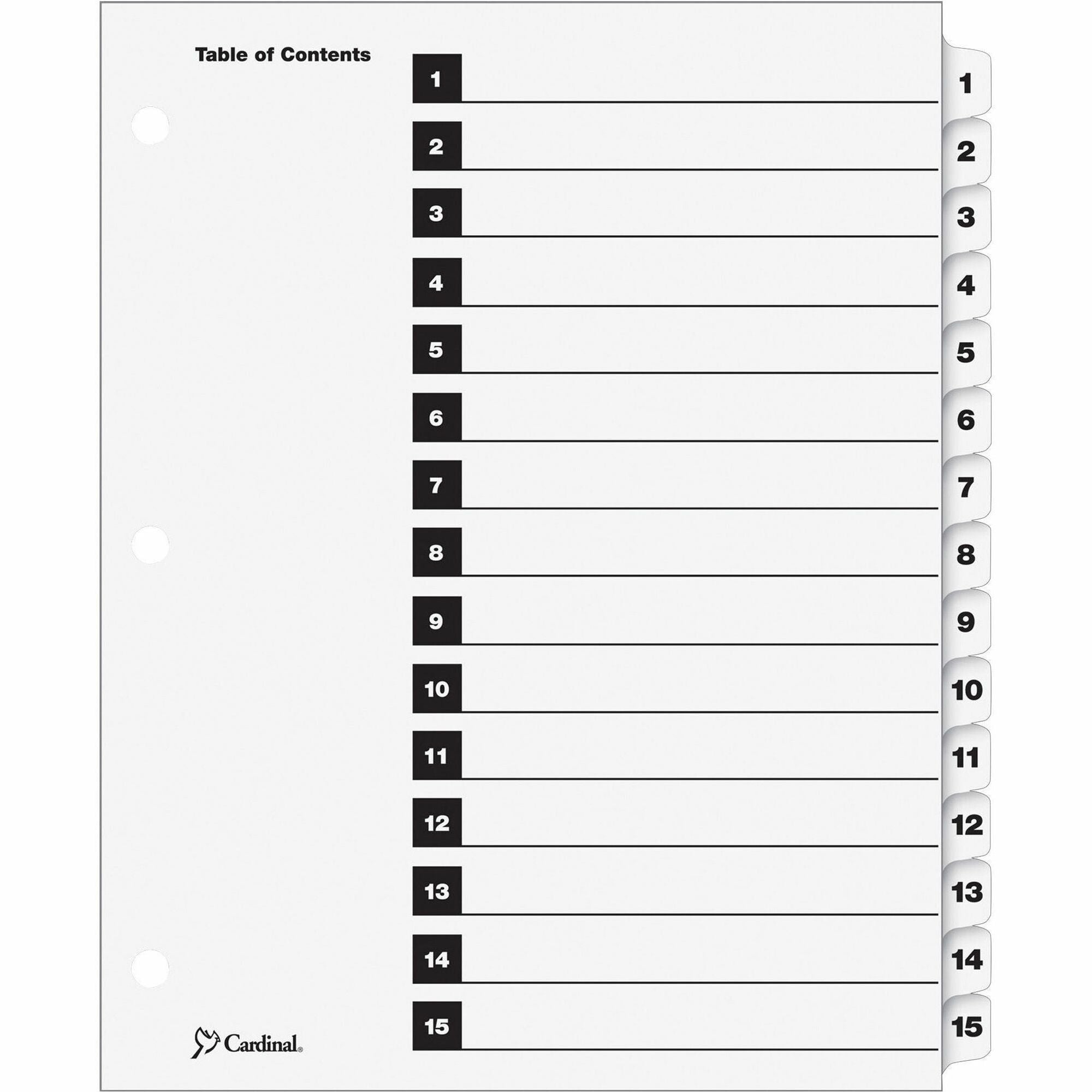Cardinal OneStep Printable Table of Contents Dividers, Sold as 1 Set