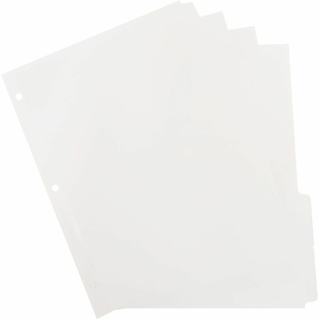 Business Source 3-Ring Plain Tab Indexes - 5 Write-on Tab(s)2" Tab Width - 8.5" Divider Width x 11" Divider Length - Letter - 3 Hole Punched - White Divider - Recycled - Mylar Reinforced Edge, Punched - 100 / Box