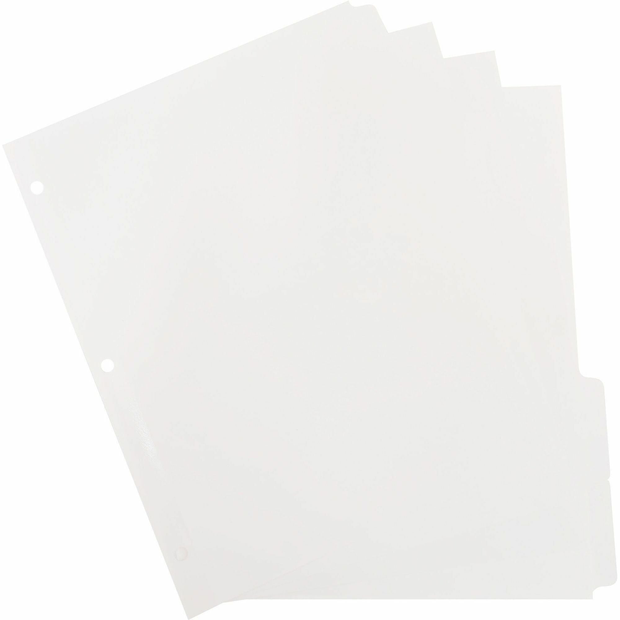 Business Source 3-Ring Plain Tab Indexes - 5 Write-on Tab(s)2" Tab Width - 8.5" Divider Width x 11" Divider Length - Letter - 3 Hole Punched - White Divider - Recycled - Mylar Reinforced Edge, Punched - 100 / Box
