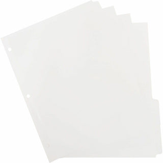 Business Source 3-Ring Plain Tab Indexes - 5 Write-on Tab(s)2" Tab Width - 8.5" Divider Width x 11" Divider Length - Letter - 3 Hole Punched - White Divider - Recycled - Mylar Reinforced Edge, Punched - 100 / Box