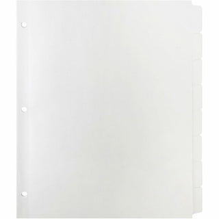 Business Source 3-Ring Plain Tab Indexes - 8 Write-on Tab(s)1.25" Tab Width - 8.5" Divider Width x 11" Divider Length - Letter - 3 Hole Punched - White Divider - Recycled - Punched, Mylar Reinforced Edge - 100 / Box