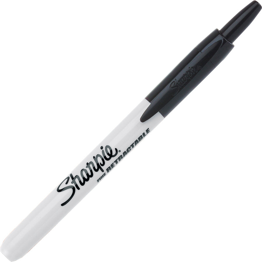 Sharpie Retractable Permanent Marker - Fine Marker Point - Retractable - Black - 1 Each - 