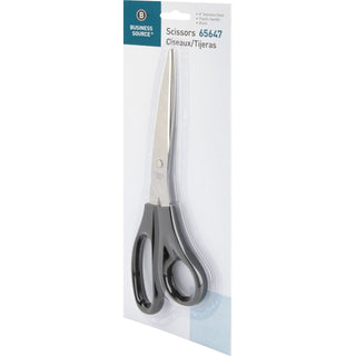 Business Source Stainless Steel Scissors - 8" Overall Length - Bent-right - Stainless Steel - Black - 1 Each - 