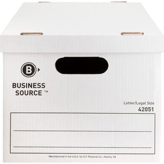 Business Source Economy Storage Box with Lid - External Dimensions: 12" Width x 15" Depth x 10"Height - 350 lb - Media Size Supported: Legal, Letter - Light Duty - Stackable - White - For File - Recycled - 12 / Carton - 