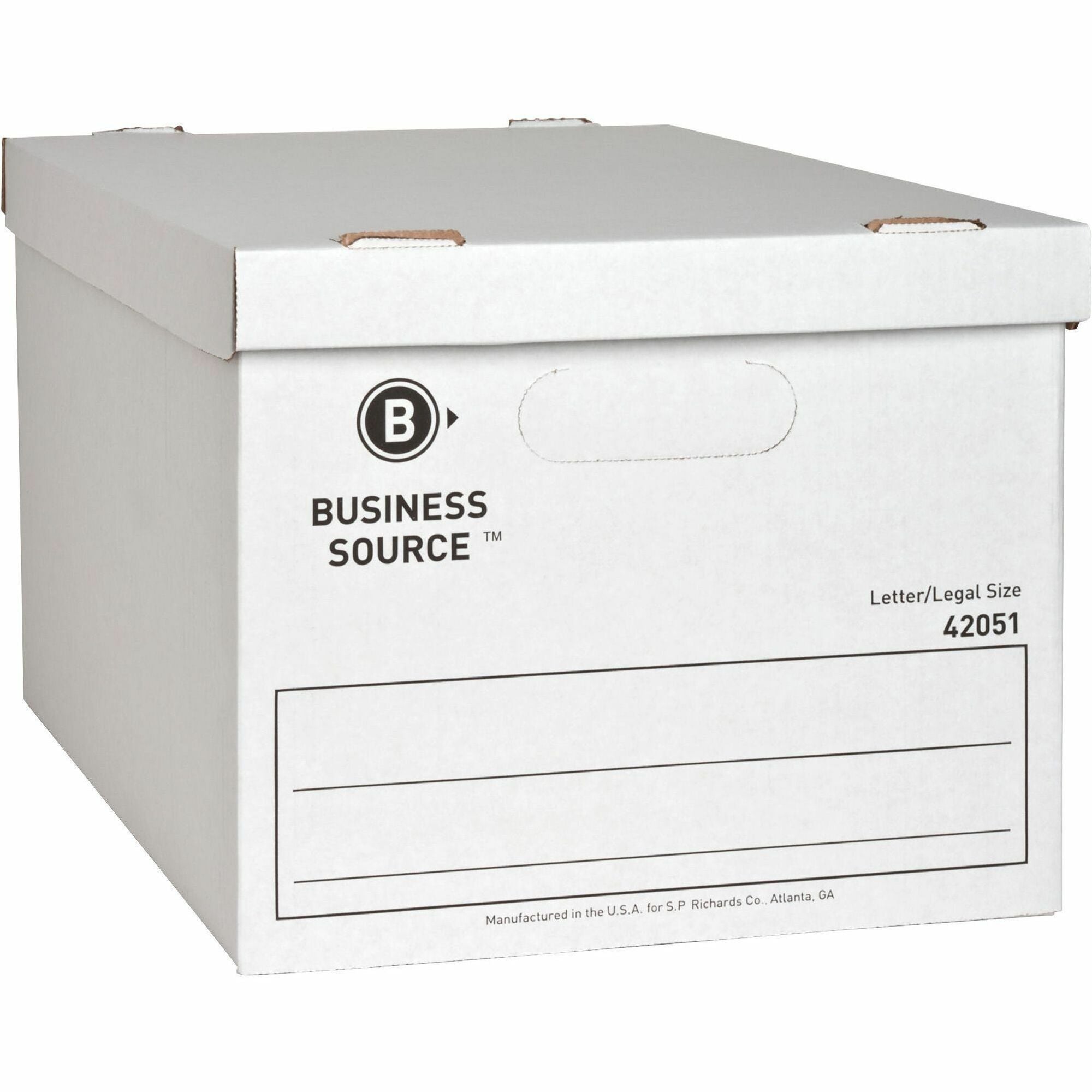 Business Source Economy Storage Box with Lid - External Dimensions: 12" Width x 15" Depth x 10"Height - 350 lb - Media Size Supported: Legal, Letter - Light Duty - Stackable - White - For File - Recycled - 12 / Carton - 