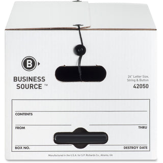 Business Source Light Duty Letter Size Storage Box - External Dimensions: 12" Width x 24" Depth x 10"Height - 350 lb - Media Size Supported: Letter - Light Duty - Stackable - White - For File - Recycled - 12 / Carton