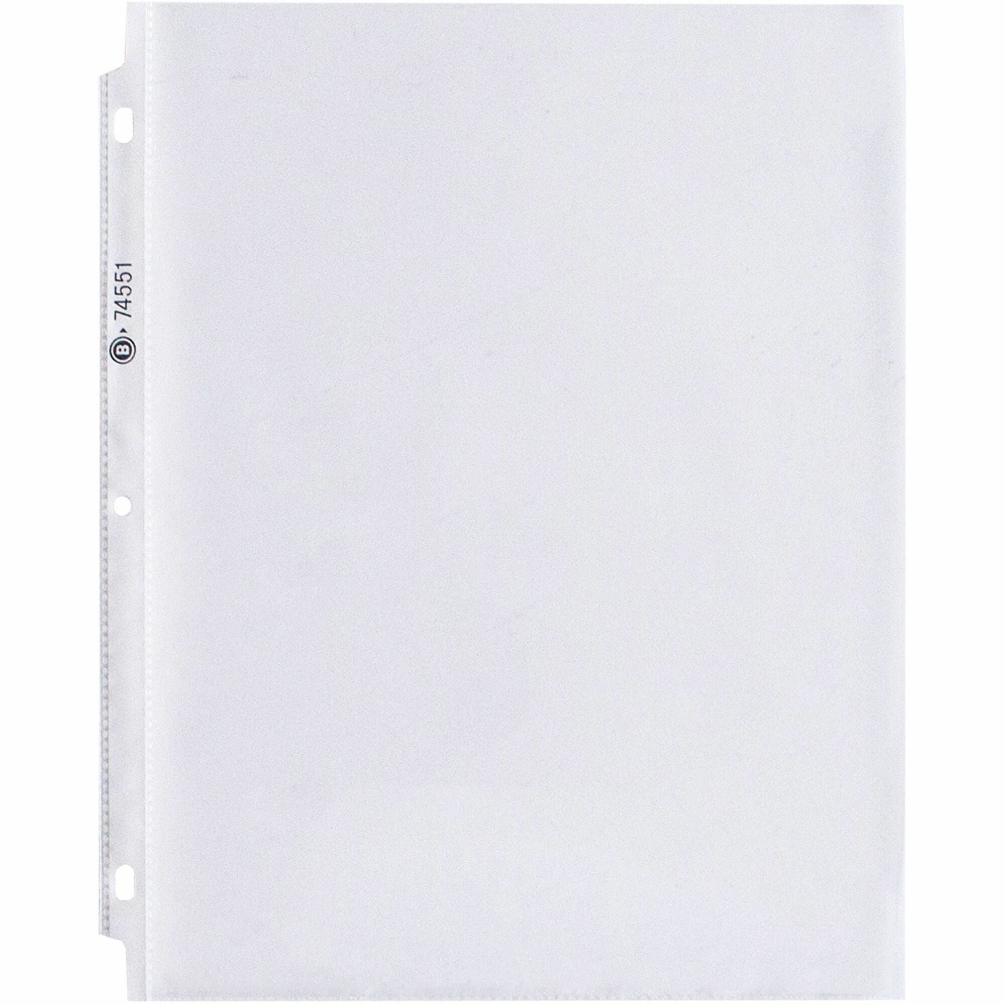 Business Source Top-Loading Poly Sheet Protectors - 11" Height x 9" Width - 1.9 mil Thickness - For Letter 8 1/2" x 11" Sheet - 3 x Holes - Ring Binder - Rectangular - Clear - Polypropylene - 100 / Box