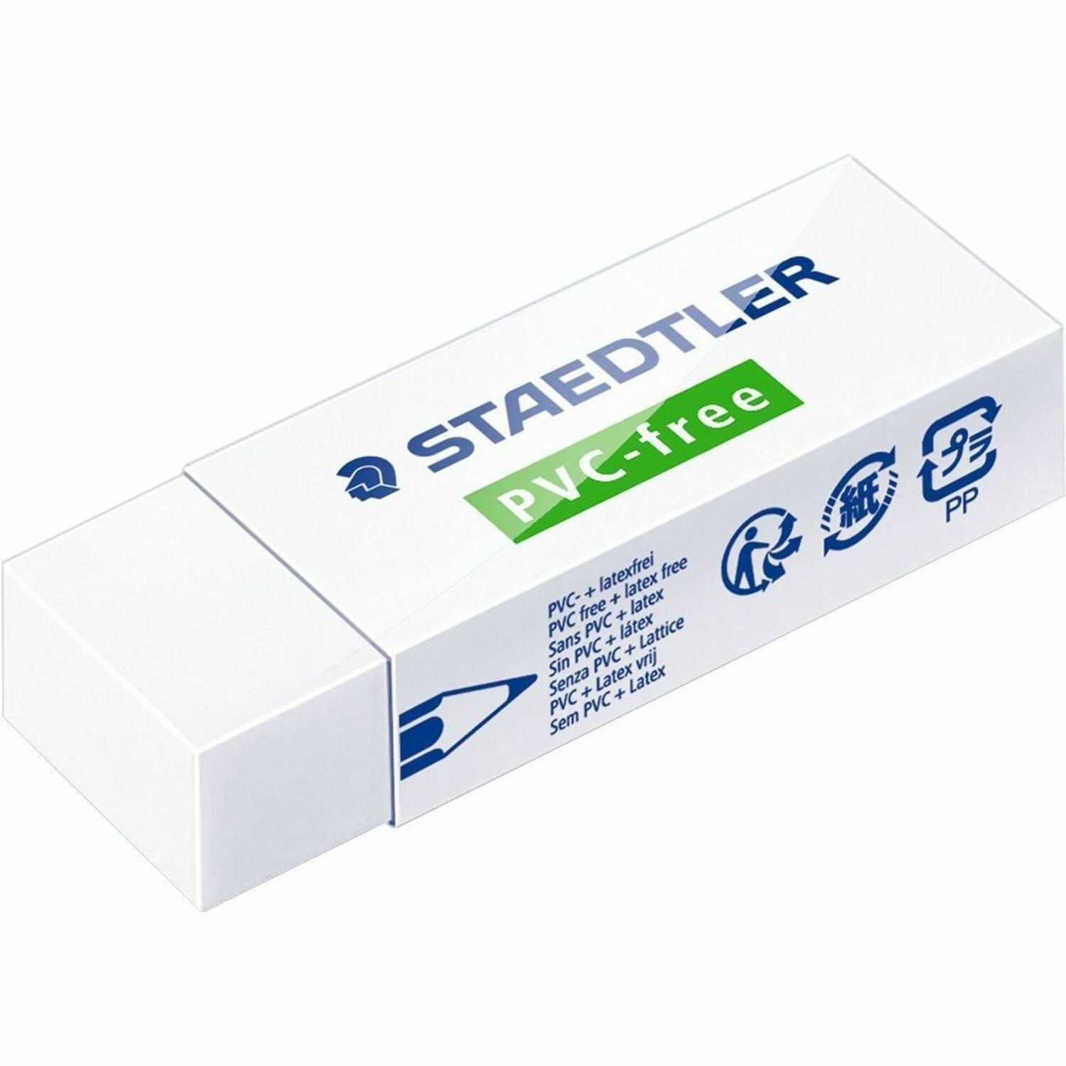 Staedtler PVC Free Eraser - 2.6" Width x 0.5" Height x 0.9" Depth x - 1 Each - Latex-free, Smudge-free, PVC-free