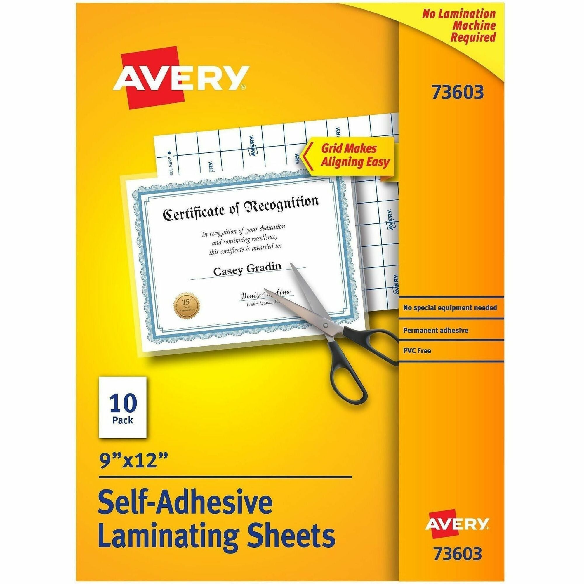 Clear Self-Adhesive Laminating Sheets, 3 mil, 9" x 12", Matte Clear, 10/Pack