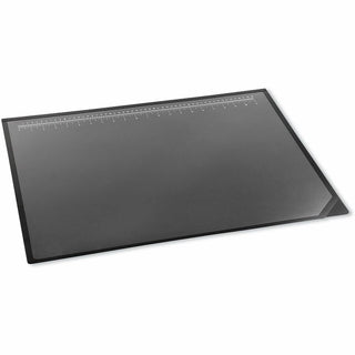 Desk Pad with Transparent Lift-Top Overlay and Antimicrobial Protection, 22" x 17", Black Pad, Transparent Frost Overlay