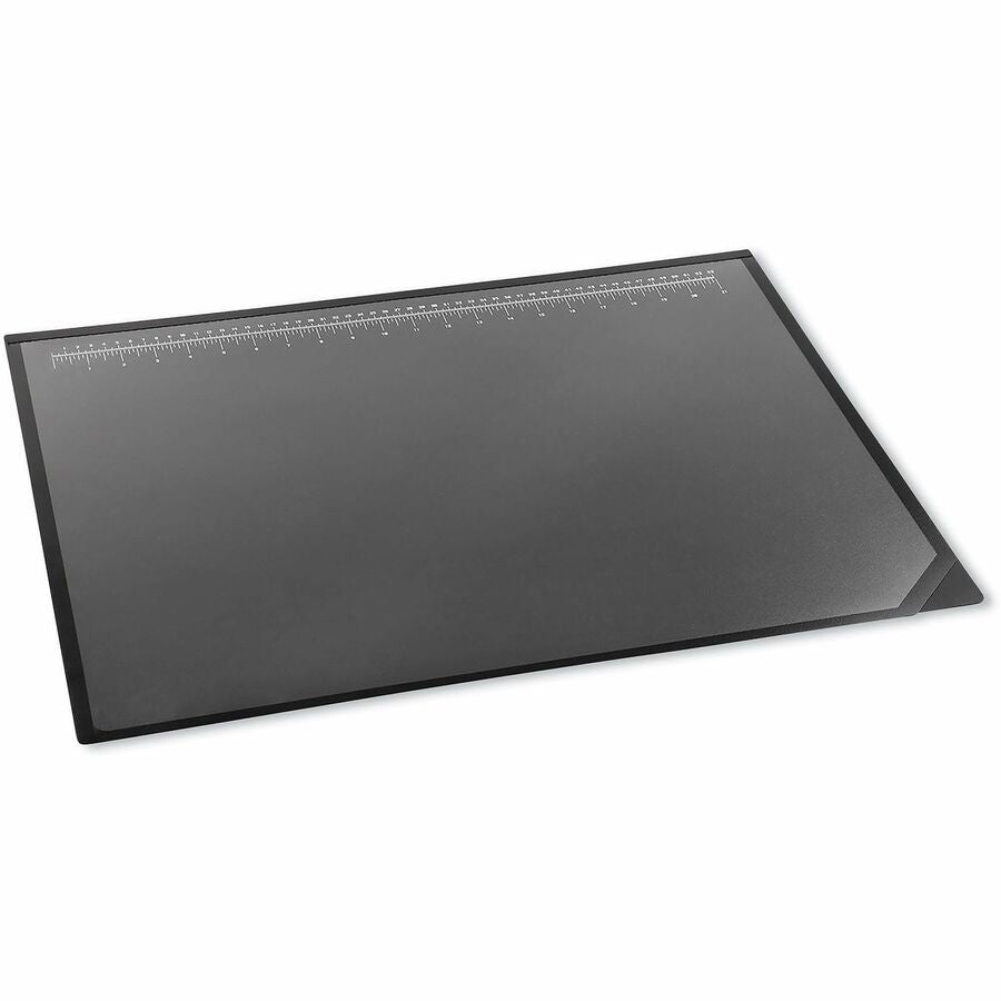 Desk Pad with Transparent Lift-Top Overlay and Antimicrobial Protection, 22" x 17", Black Pad, Transparent Frost Overlay