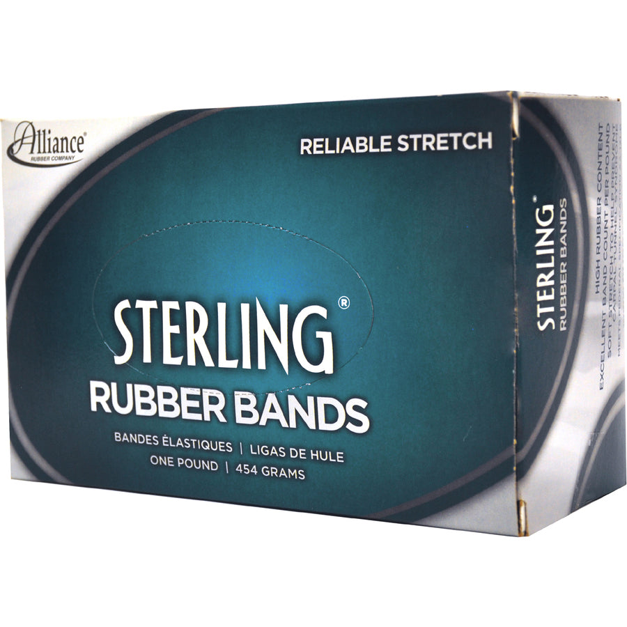 Alliance Rubber 25075 Sterling Rubber Bands - Size #107 - Approx. 50 Bands - 7" x 5/8" - Natural Crepe - 1 lb Box - 3