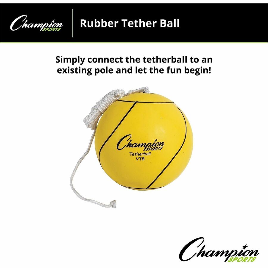 Champion Sports Yellow Tether Ball - Rubber, Nylon - Yellow - 1 Each
