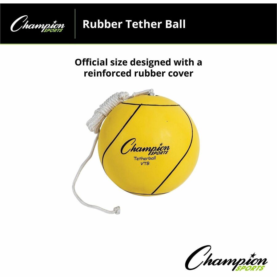 Champion Sports Yellow Tether Ball - Rubber, Nylon - Yellow - 1 Each