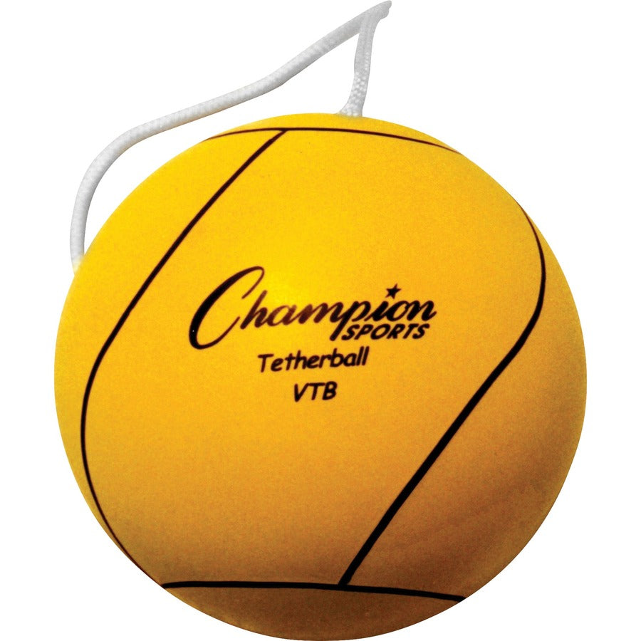 Champion Sports Yellow Tether Ball - Rubber, Nylon - Yellow - 1 Each - 