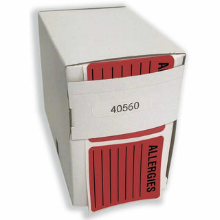 Allergy Warning Labels, ALLERGIES, 2 x 2, Fluorescent Red, 500/Roll