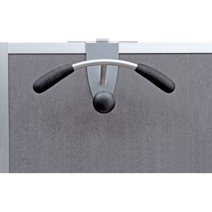 Hanger Shaped Partition Coat Hook, Metal/Foam/ABS, Silver/Black