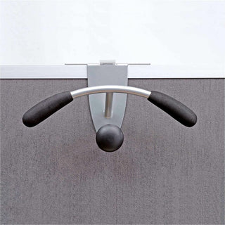 Hanger Shaped Partition Coat Hook, Metal/Foam/ABS, Silver/Black