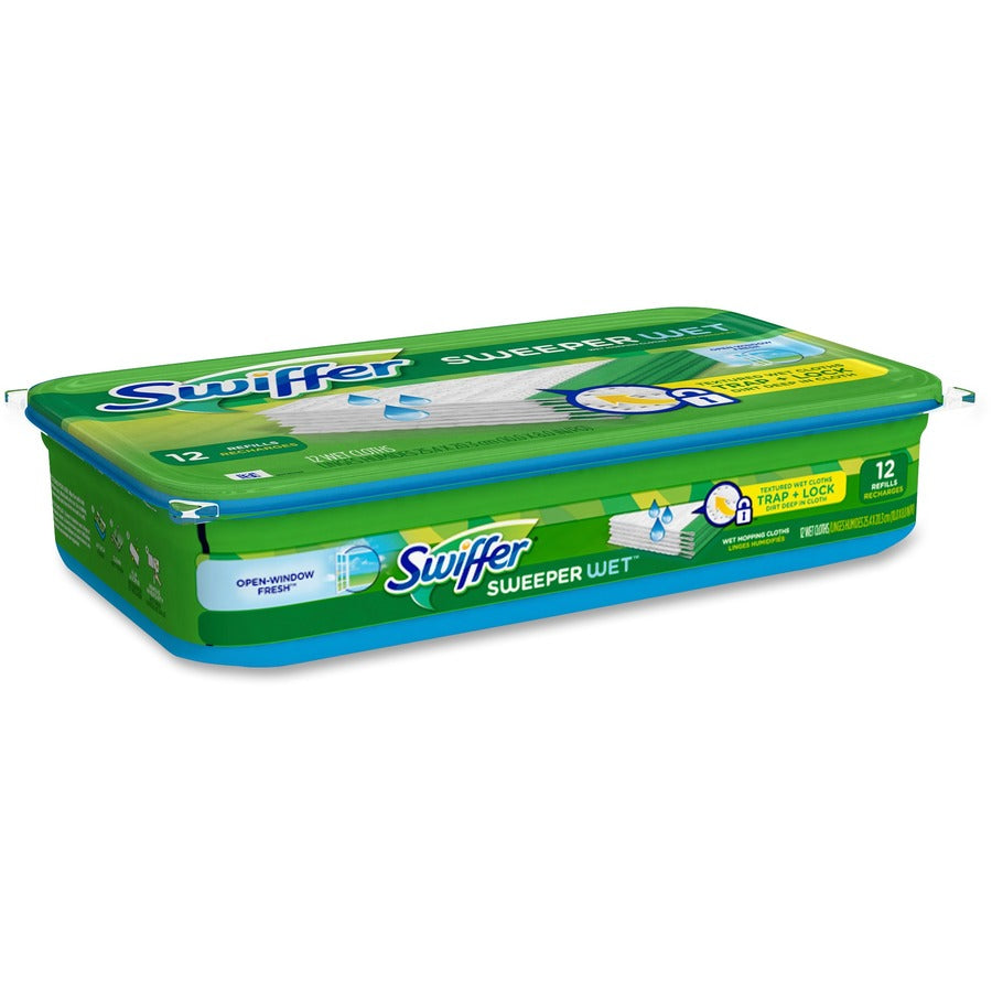 Swiffer Sweeper Wet Cloths - Disposable - Green - 144 / Carton