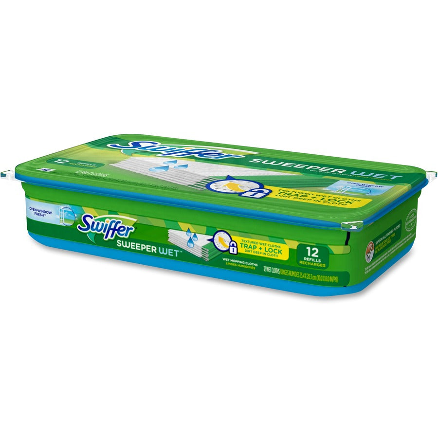 Swiffer Sweeper Wet Cloths - Disposable - Green - 144 / Carton