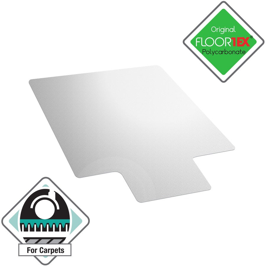 Ultimat Polycarbonate Lipped Chair Mat for Carpets up to 1/2" - 48" x 53" - Clear Lipped Polycarbonate Chair Mat For Carpets - 53" L x 48" W x 0.085" D - 