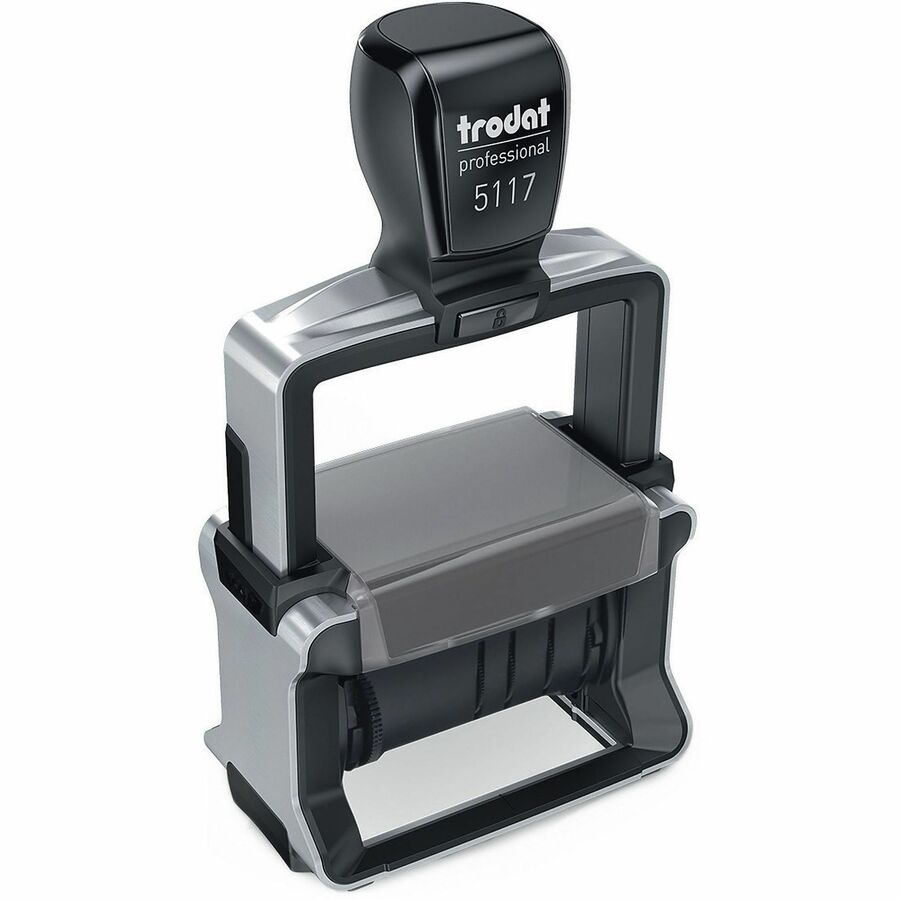 Professional 12-Message Date Stamp, Self-Inking, 2.25 x 0.38, Black