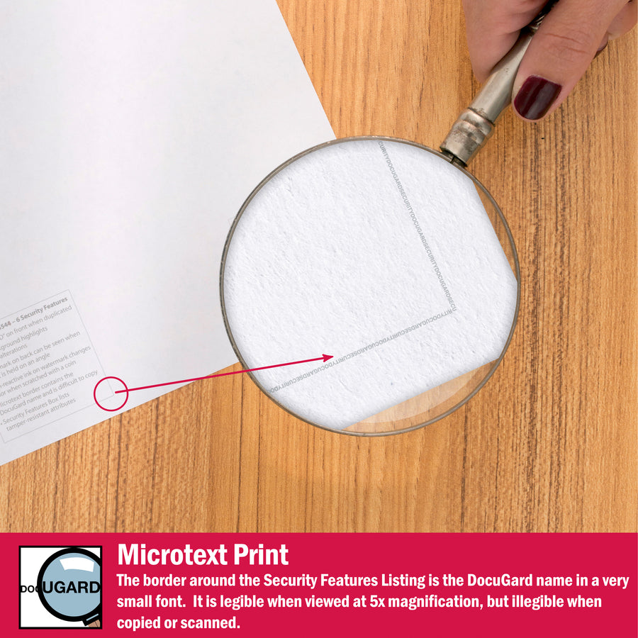 DocuGard Standard 2-part Medical Security Paper - Letter - 8 1/2" x 11" - 24 lb Basis Weight - 250 / Pack - Tamper Resistant, Pantograph, Erasure Protection, Watermarked, Security Features Listing, Coin-reactive Ink, Microtext Printing, Carbonless, C