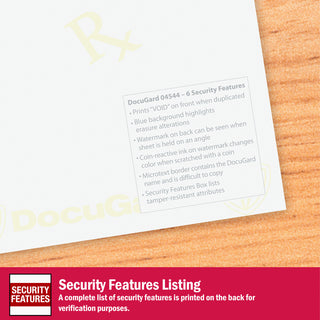 DocuGard Standard 2-part Medical Security Paper - Letter - 8 1/2" x 11" - 24 lb Basis Weight - 250 / Pack - Tamper Resistant, Pantograph, Erasure Protection, Watermarked, Security Features Listing, Coin-reactive Ink, Microtext Printing, Carbonless, C