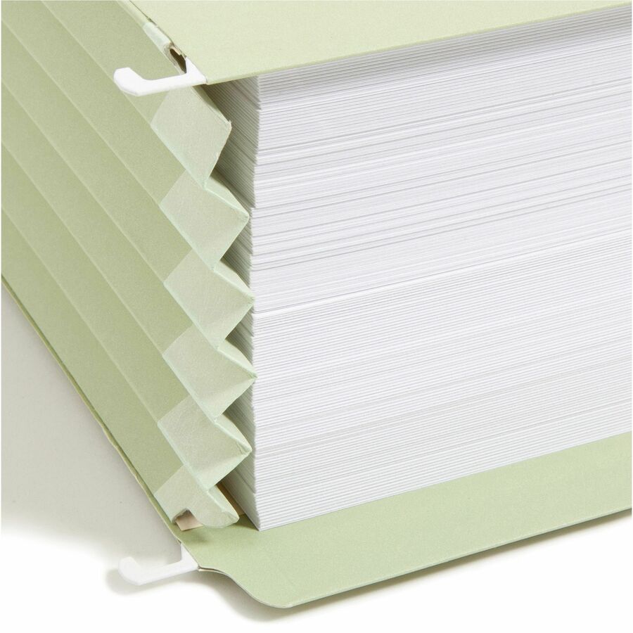 Smead FasTab 1/3 Tab Cut Legal Recycled Hanging Folder - 8 1/2" x 14" - 5 1/4" Expansion - Top Tab Location - Assorted Position Tab Position - Moss - 10% Recycled - 9 / Box - 