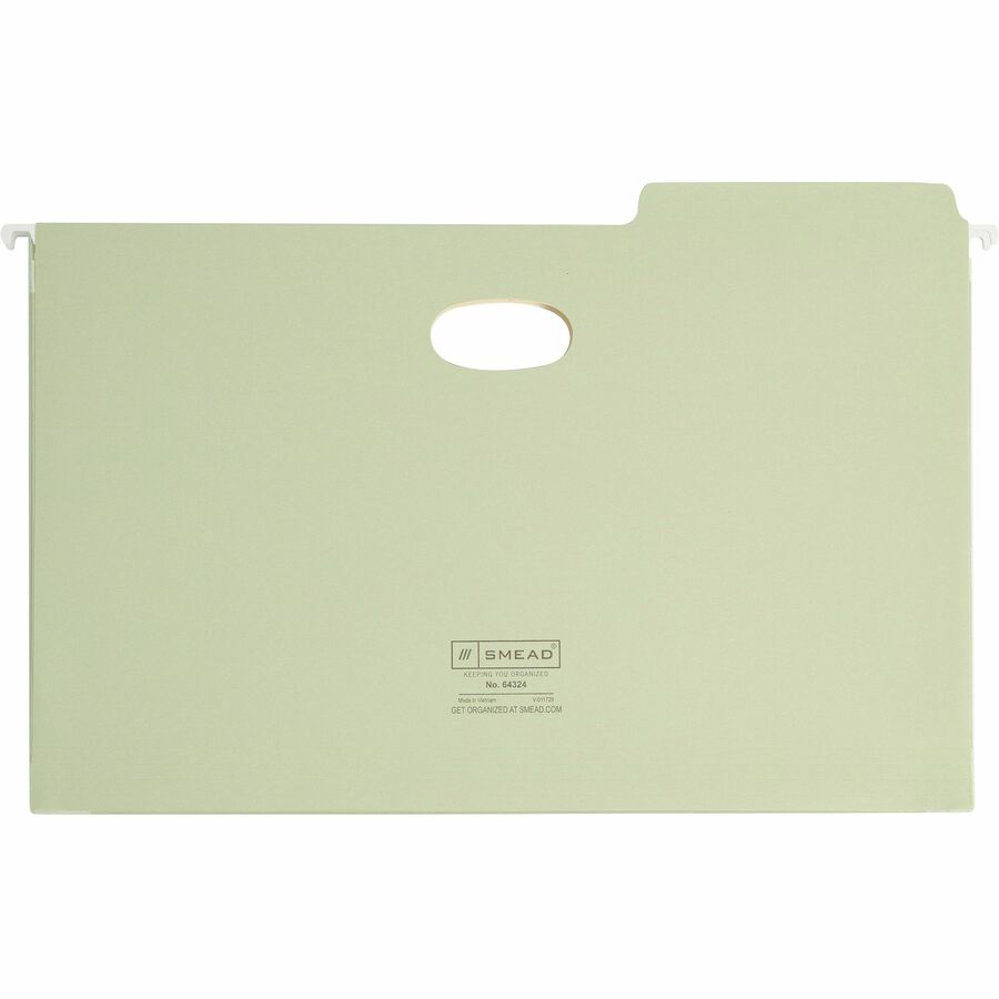Smead FasTab 1/3 Tab Cut Legal Recycled Hanging Folder - 8 1/2" x 14" - 5 1/4" Expansion - Top Tab Location - Assorted Position Tab Position - Moss - 10% Recycled - 9 / Box - 