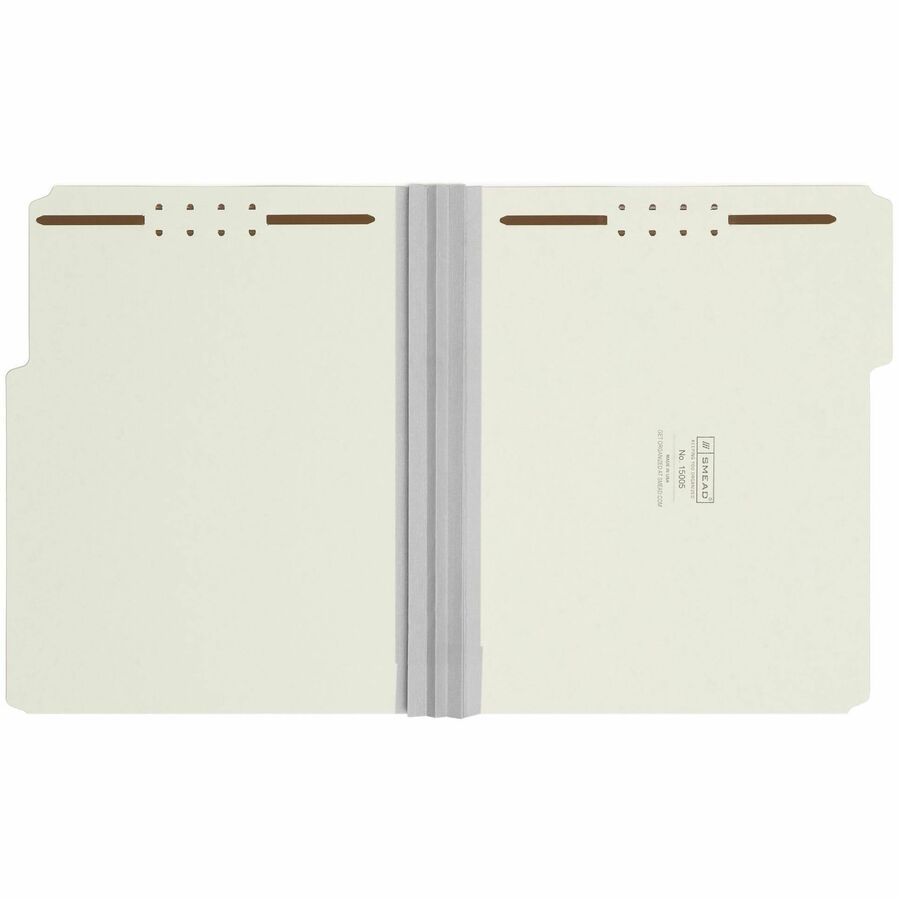 Recycled Pressboard Fastener Folders, 3" Expansion, 2 Fasteners, Letter Size, Gray-Green Exterior, 25/Box