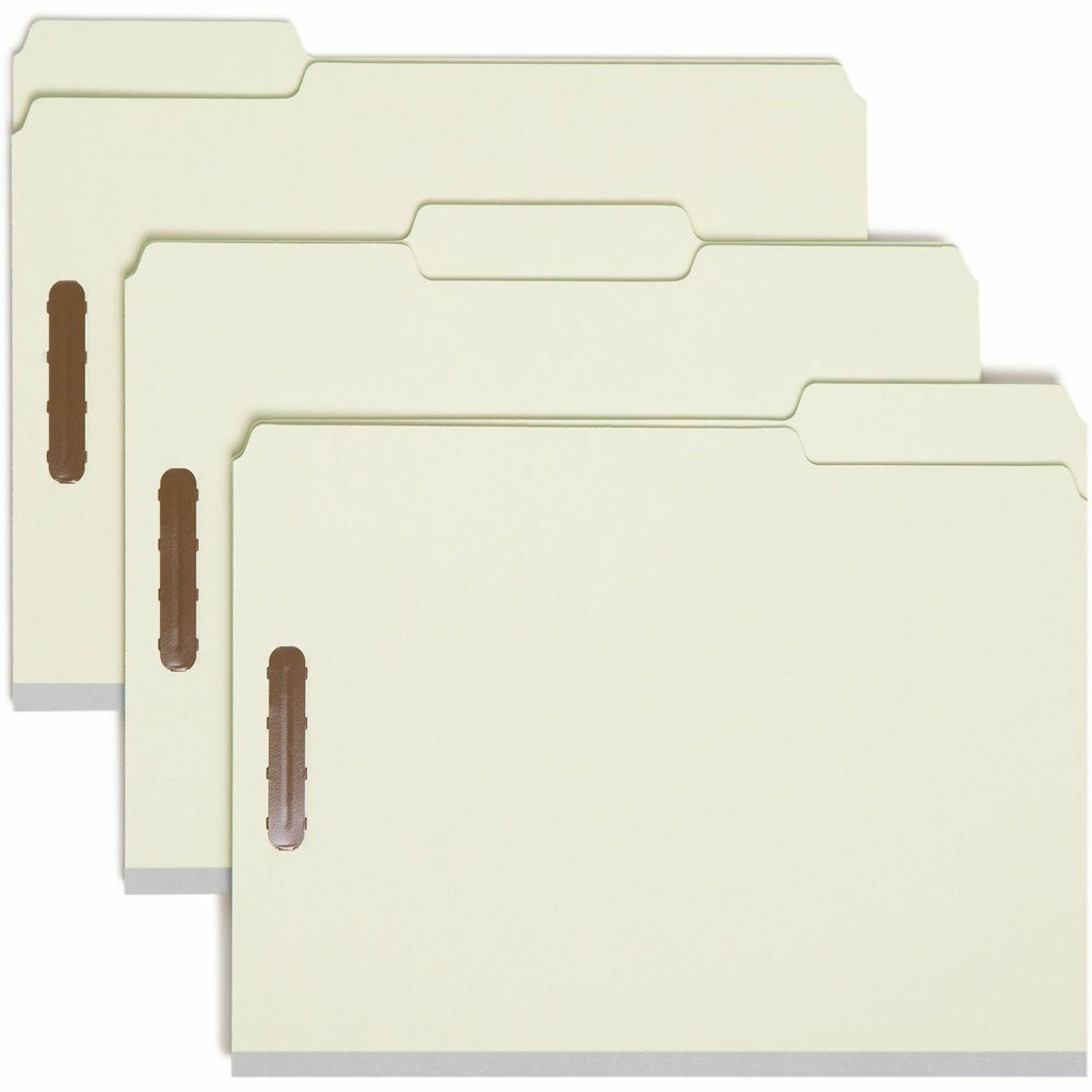 Recycled Pressboard Fastener Folders, 3" Expansion, 2 Fasteners, Letter Size, Gray-Green Exterior, 25/Box